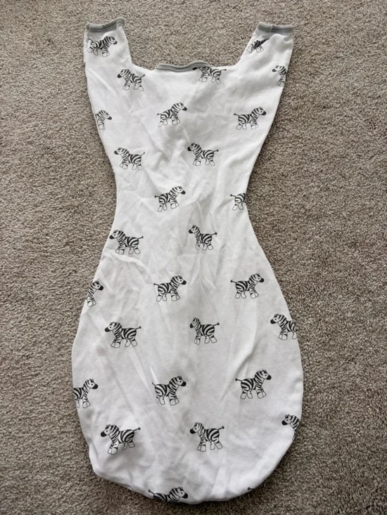 White Zebra Print Transitional Sleep Sack Swaddle - Picture 3 of 3